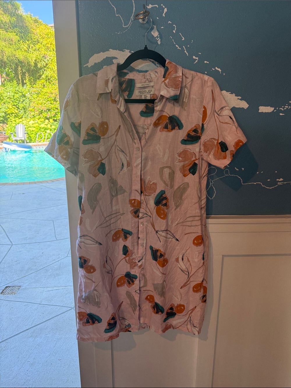 Rachel Zoe Pink Short-Sleeve Floral Button Mini Dress